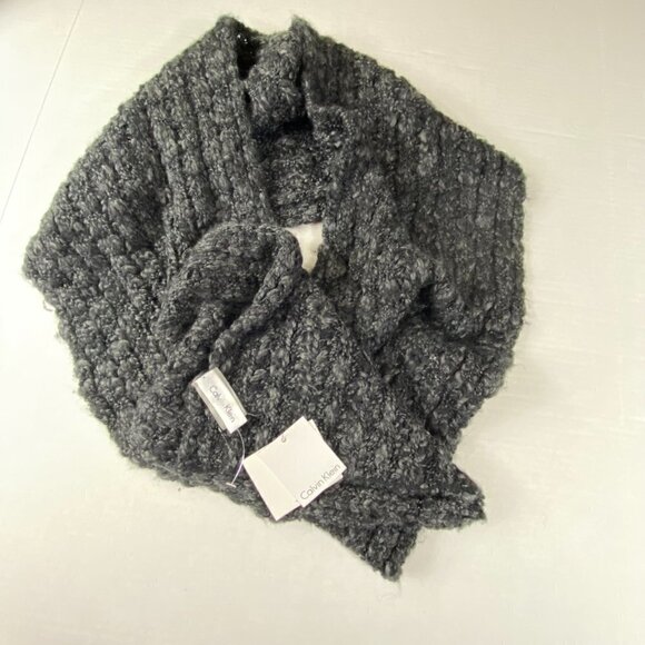 NWT Calvin Klein wool-blend charcoal gray long scarf - Picture 4 of 7